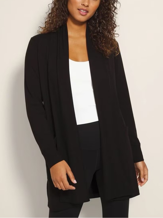 Soma Sweaters - Soma Ultra Soft Weekend Black Open-Front Fleece Cardigan NWT